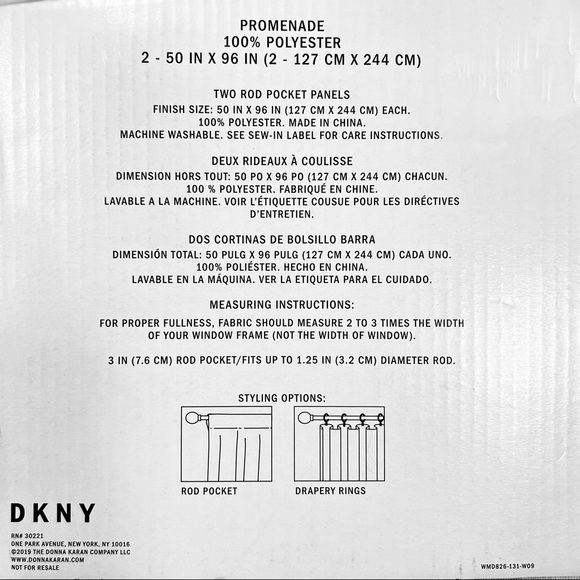 DKNY 50 x 96 Sheer Promenade Window Curtains White Gray Flowers Branches Floral - Picture 5 of 8